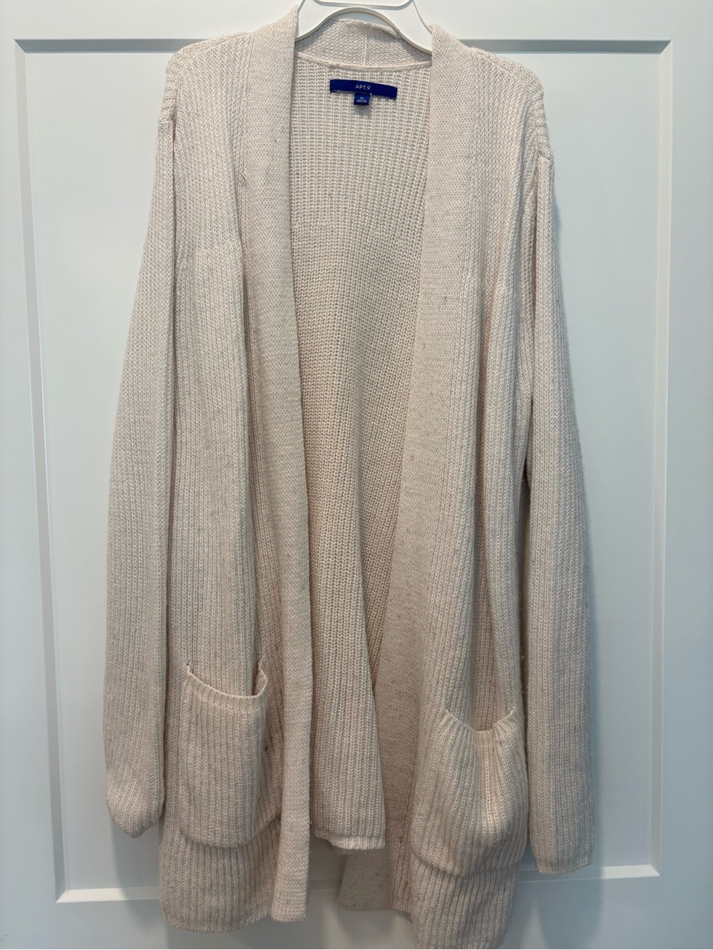 Apt. 9 Light Cream Open-Front Ribbed Cardigan